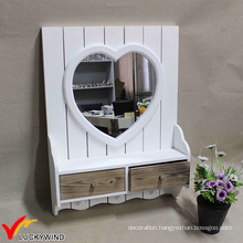 Small White Framed Decorating Wall Mirrors with Drawer